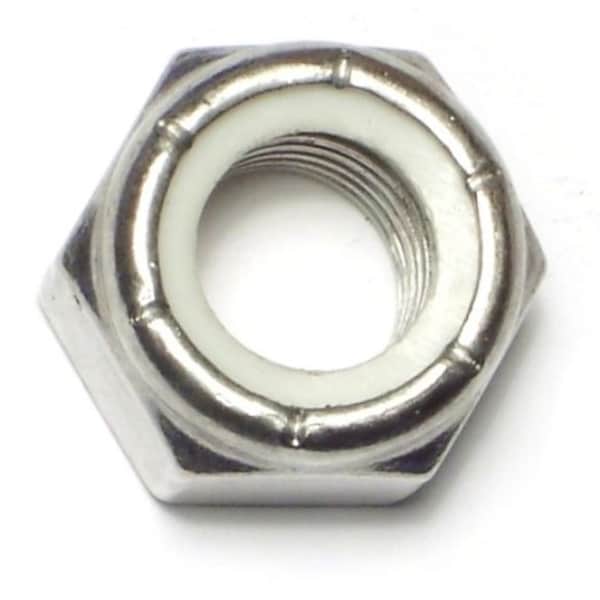 Nylon Insert Lock Nut, 5/8"-11, 18-8 Stainless Steel, Not Graded, 10 PK